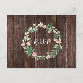 Rustic Wreath bruiloft rsvp + maaltijdkeuze Uitnodiging Briefkaart