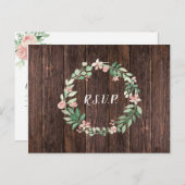 Rustic Wreath bruiloft rsvp + maaltijdkeuze Uitnodiging Briefkaart (Voorkant / Achterkant)