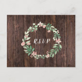 Rustic Wreath bruiloft rsvp + maaltijdkeuze Uitnodiging Briefkaart (Voorkant)