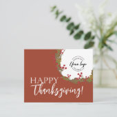 Rustic Wreath Business terracotta Thanksgiving  Feestdagenkaart (Staand voorkant)