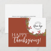 Rustic Wreath Business terracotta Thanksgiving  Feestdagenkaart (Voorkant / Achterkant)