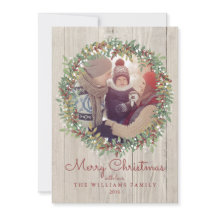 Rustic Wreath Christmas-fotokaart