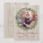 Rustic Wreath Christmas-fotokaart Feestdagenkaart (Voorkant / Achterkant)