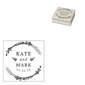 Rustic Wreath Couple Names Wedding Save the Date Rubberstempel (Gestempeld)