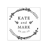 Rustic Wreath Couple Names Wedding Save the Date Rubberstempel (Afrduk)