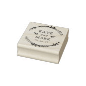 Rustic Wreath Couple Names Wedding Save the Date Rubberstempel (Stempel)