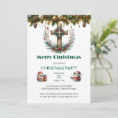 Rustic Wreath Cross Kerstmis Kaart (Staand voorkant)