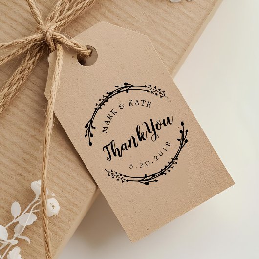 Rustic Wreath Custom Wedding Favor Bedankt Rubberstempel