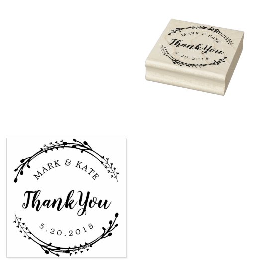 Rustic Wreath Custom Wedding Favor Bedankt Rubberstempel (Gestempeld)