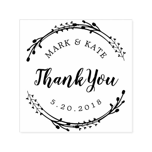 Rustic Wreath Custom Wedding Favor Bedankt Zelfinktende Stempel (Design)