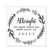 Rustic Wreath Cute Script Name Return Address Zelfinktende Stempel (Design)