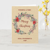 Rustic Wreath Dad Vrolijk Kerstfeest Kaart (Gele Bloem)