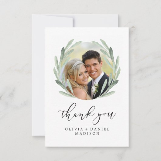 Rustic Wreath Elegant Wedding Bedankt Foto (Voorkant)