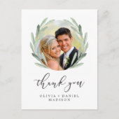 Rustic Wreath Elegant Wedding Bedankt Foto Briefkaart (Voorkant)