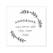 Rustic Wreath Familienaam Retouradres Zelfinktende Stempel (Design)