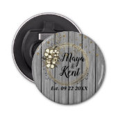 Rustic Wreath Floral Glitter Wedding Button Flesopener (Voorkant)