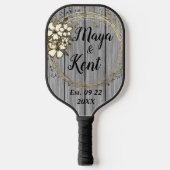 Rustic Wreath Floral Glitter Wedding Pickleball Paddle (Voorkant)