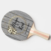 Rustic Wreath Floral Glitter Wedding Tafeltennisbatje (Zijkant)