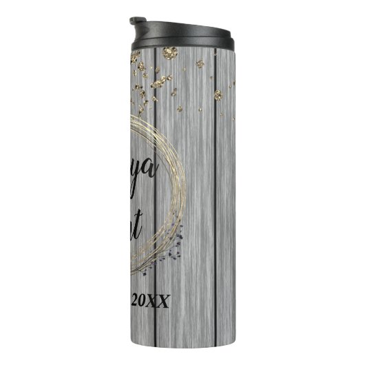 Rustic Wreath Floral Glitter Wedding Thermosbeker (Geroteerd rechts)