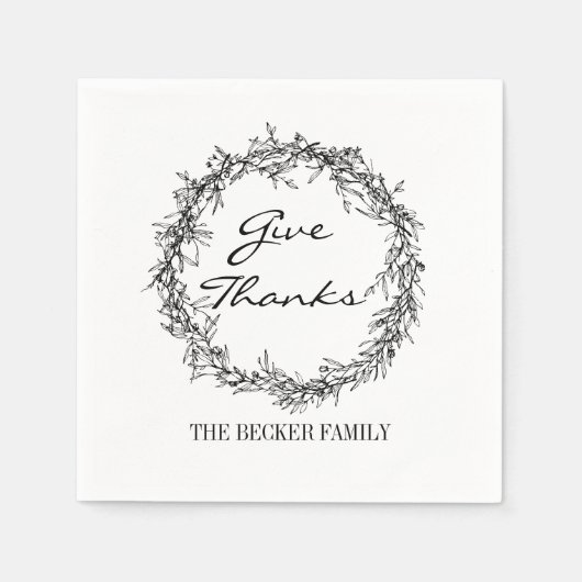 Rustic Wreath geeft Bedankt Thanksgiving Napkins Servetten (Voorkant)
