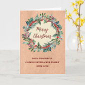 Rustic Wreath Godfather & Family Kerstmis Kaart (Gele Bloem)