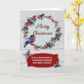 Rustic Wreath Godfather & Family Vrolijk Kerstfees Kaart (Gele Bloem)