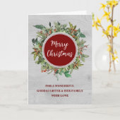 Rustic Wreath Godfather & Family Vrolijk Kerstfees Kaart (Gele Bloem)