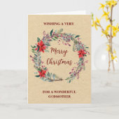 Rustic Wreath Godmother Merry Christmas Kaart (Gele Bloem)