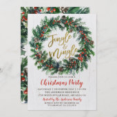 Rustic Wreath Gold Jingle & Mingle Kerstparty Kaart (Voorkant / Achterkant)