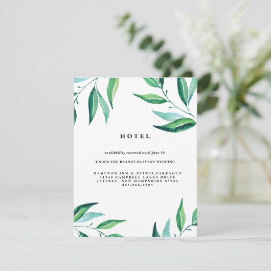 Rustic Wreath Greenery Wedding Hotel Card Informatiekaartje (Staand voorkant)