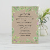 Rustic Wreath Greenery Wedding Invitation Kaart (Staand voorkant)