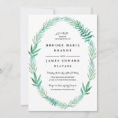 Rustic Wreath Greenery Wedding Invitation Kaart (Voorkant)