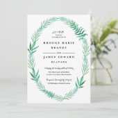Rustic Wreath Greenery Wedding Invitation Kaart (Staand voorkant)