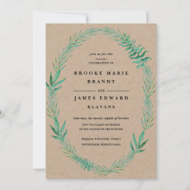 Rustic Wreath Greenery Wedding Invitation Kaart