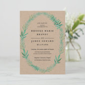 Rustic Wreath Greenery Wedding Invitation Kaart (Staand voorkant)