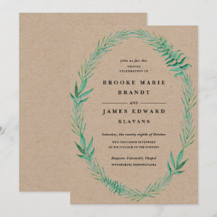 Rustic Wreath Greenery Wedding Invitation Kaart