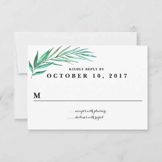 Rustic Wreath Greenery Wedding Reply Card RSVP Kaartje (Voorkant)