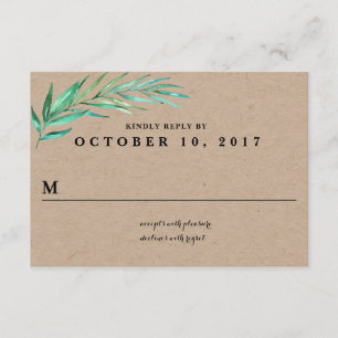 Rustic Wreath Greenery Wedding Reply Card RSVP Kaartje