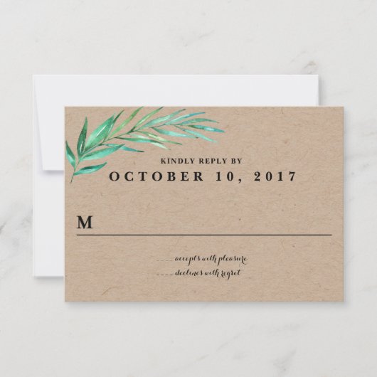 Rustic Wreath Greenery Wedding Reply Card RSVP Kaartje (Voorkant)