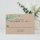 Rustic Wreath Greenery Wedding Reply Card RSVP Kaartje (Staand voorkant)