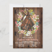 Rustic Wreath Horse Birthday Party Invitation Kaart (Voorkant)