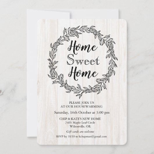 Rustic Wreath Housewarming Invitation Kaart (Voorkant)