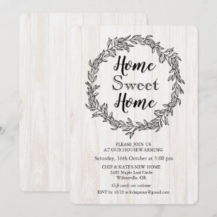 Rustic Wreath Housewarming Invitation Kaart