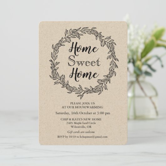 Rustic Wreath Housewarming Invitation Kaart (Staand voorkant)