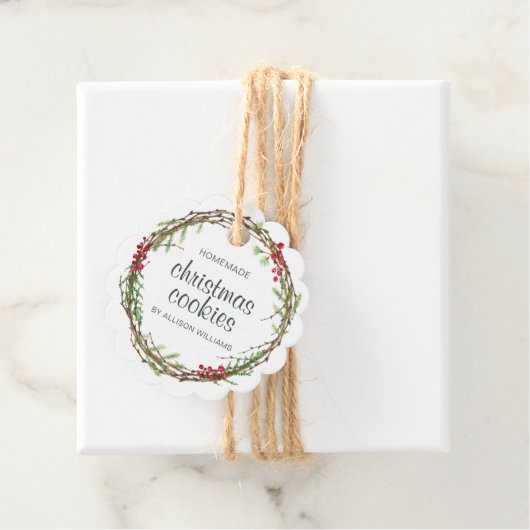 Rustic Wreath Kerstkoekjes Bedankjes Labels (In situ)
