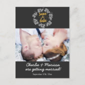 Rustic Wreath Leaf bewaart het DATUM Foto Briefkaa Aankondigingskaart (Voorkant)