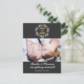 Rustic Wreath Leaf bewaart het DATUM Foto Briefkaa Aankondigingskaart (Staand voorkant)