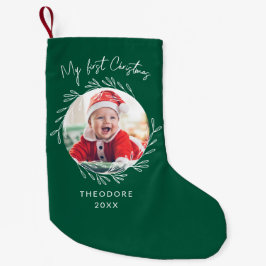 Rustic Wreath Leaf My first Christmas Baby Photo  Kleine Kerstsok