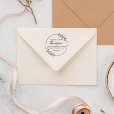 Rustic Wreath Married Couple Return Address Rubberstempel at Zazzle