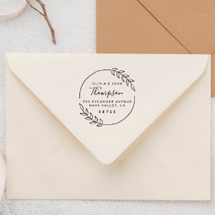 Rustic Wreath Married Couple Return Address Rubberstempel
